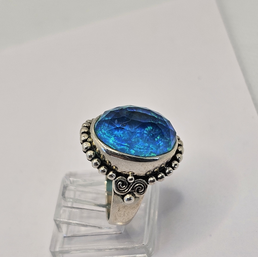 Genuine Sajen Australian Opal Doublet Ring in Sterling Silver Size 7! NWOT - Picture 8 of 10